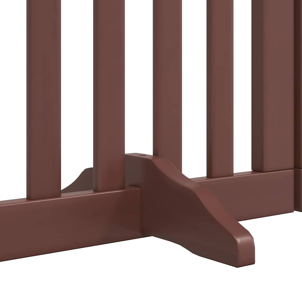 hundelåge med dør 9 paneler 450 cm foldbar poppeltræ brun