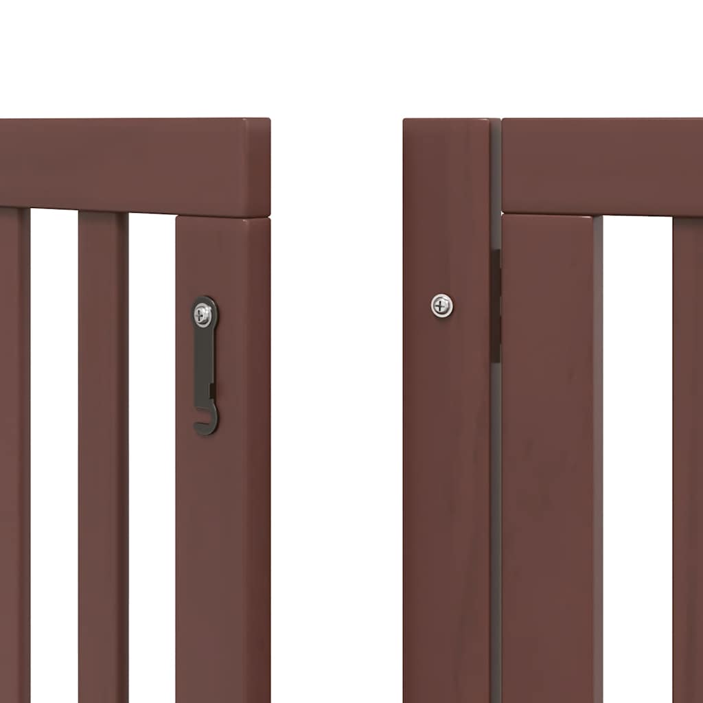 hundelåge med dør 12 paneler 600 cm foldbar poppeltræ brun