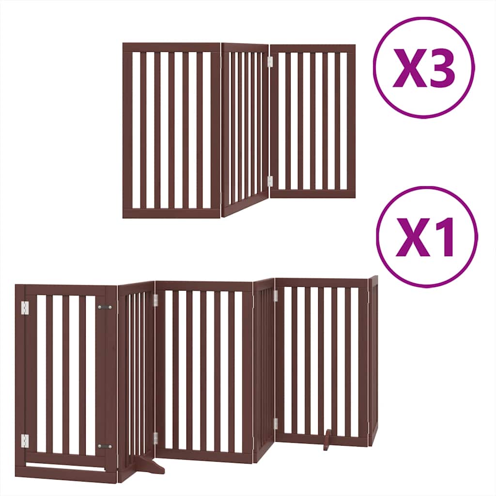 hundelåge med dør 15 paneler 750 cm foldbar poppeltræ brun
