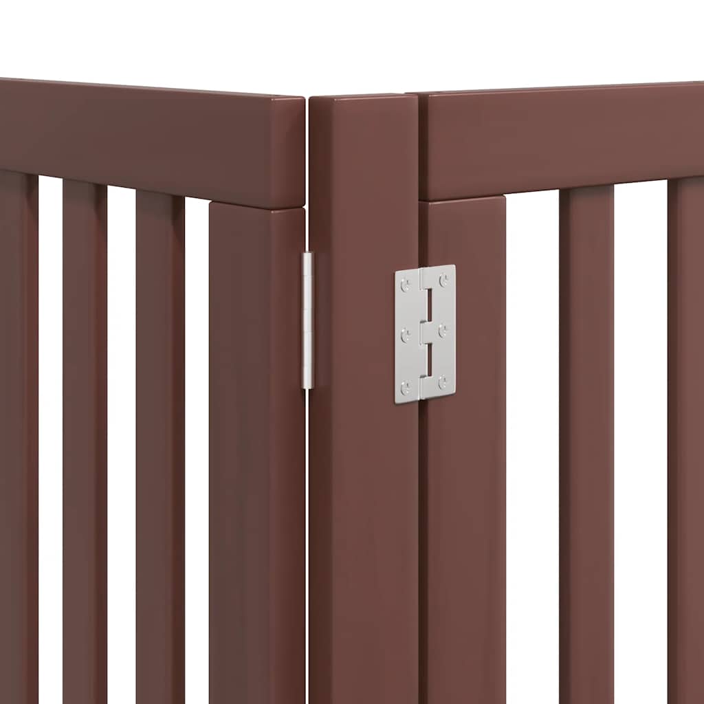 hundelåge med dør 15 paneler 750 cm foldbar poppeltræ brun