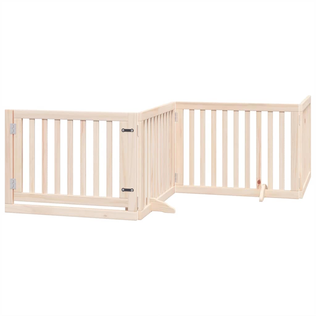hundelåge med dør 8 paneler 640 cm foldbar poppeltræ