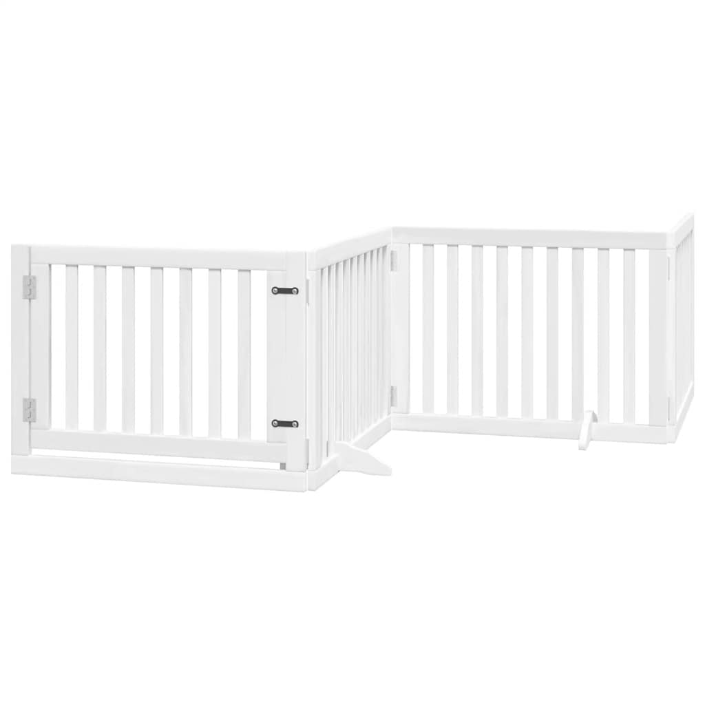 hundelåge med dør 12 paneler 960 cm foldbar poppeltræ hvid