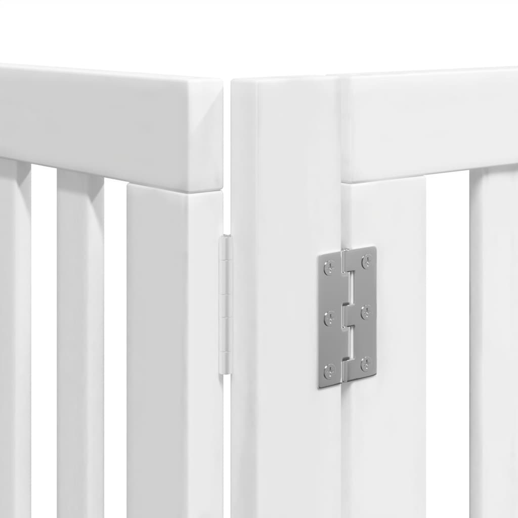 hundelåge med dør 12 paneler 960 cm foldbar poppeltræ hvid