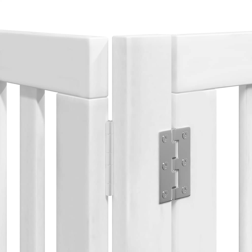 hundelåge med dør 8 paneler 640 cm foldbar poppeltræ hvid