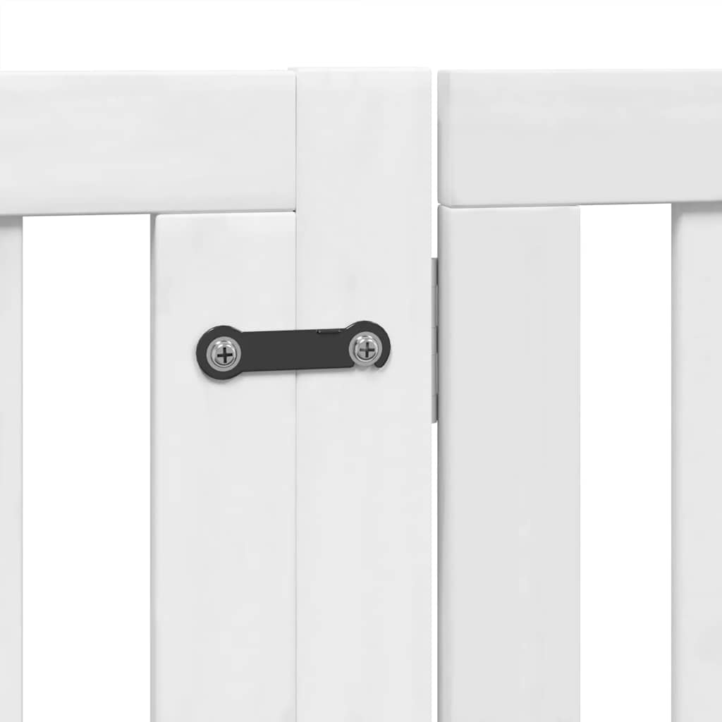 hundelåge med dør 12 paneler 960 cm foldbar poppeltræ hvid