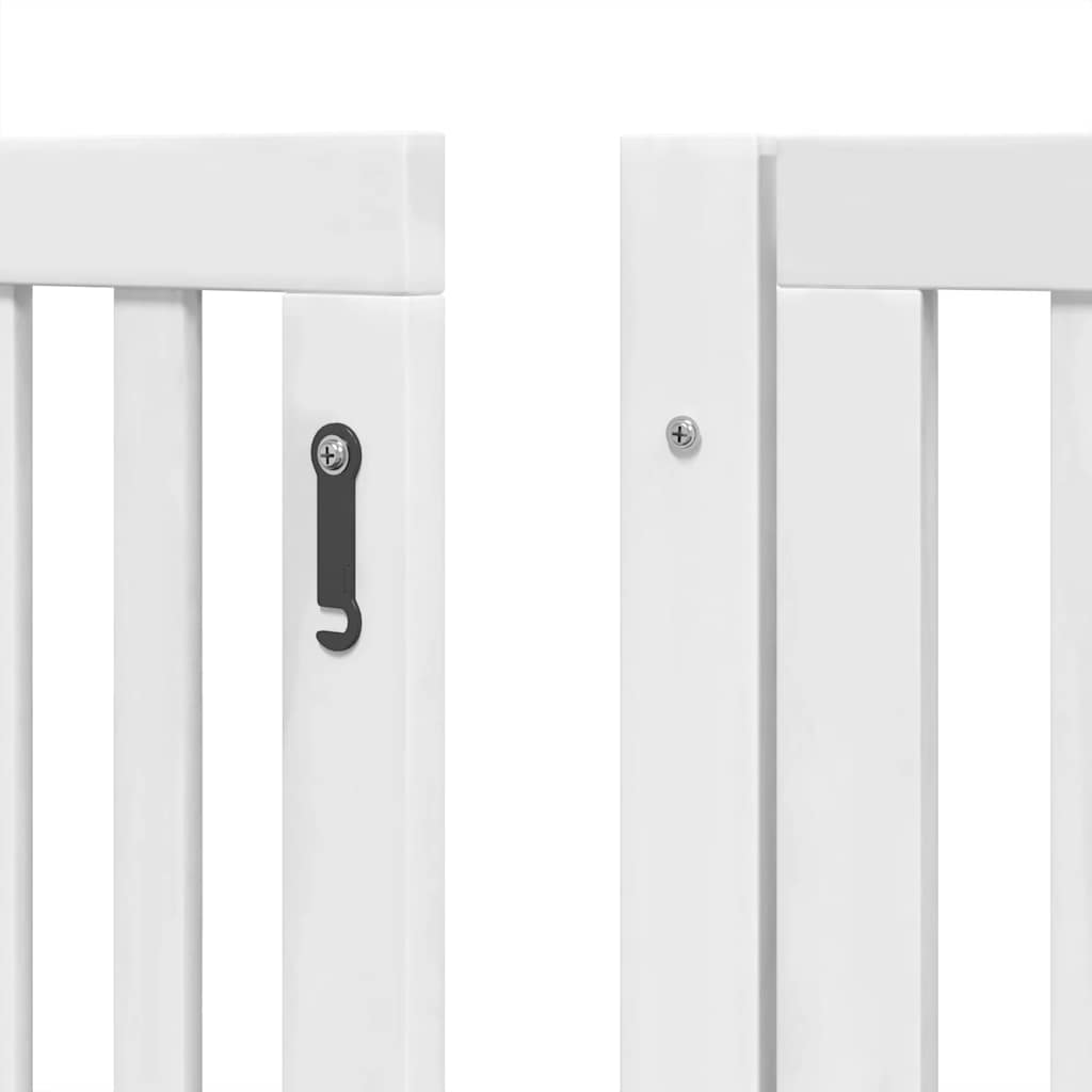 hundelåge med dør 12 paneler 960 cm foldbar poppeltræ hvid