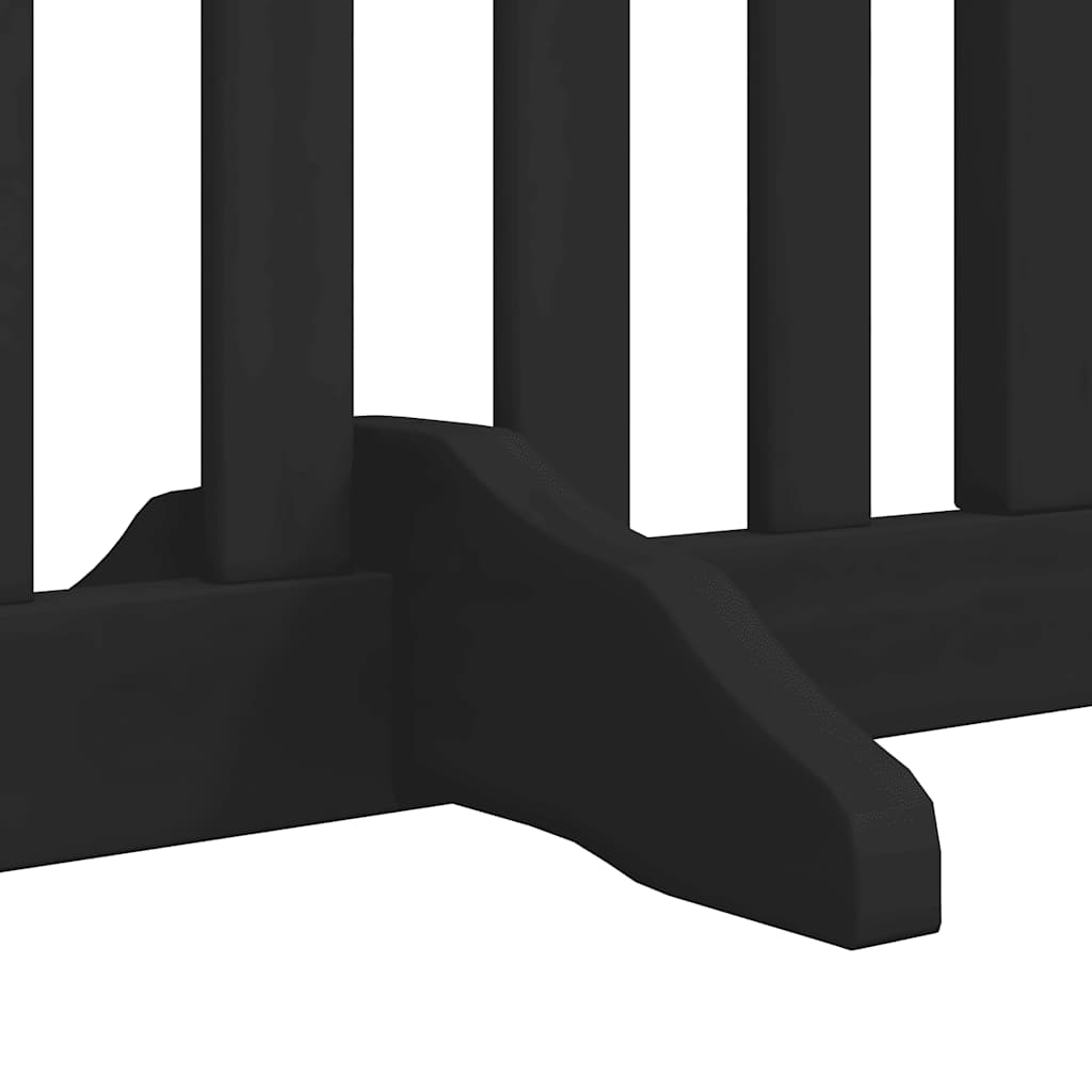 hundelåge med dør 6 paneler 480 cm foldbar poppeltræ sort
