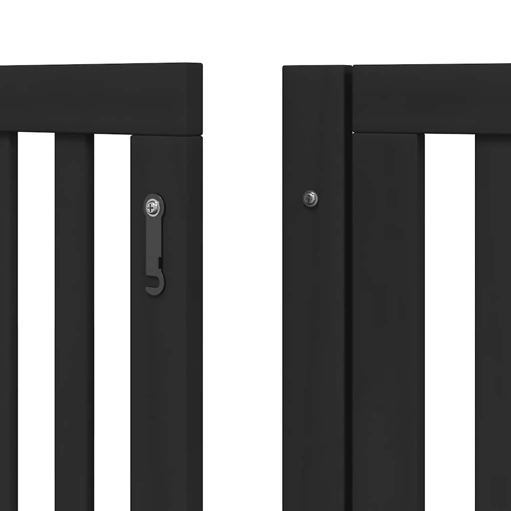 hundelåge med dør 6 paneler 480 cm foldbar poppeltræ sort