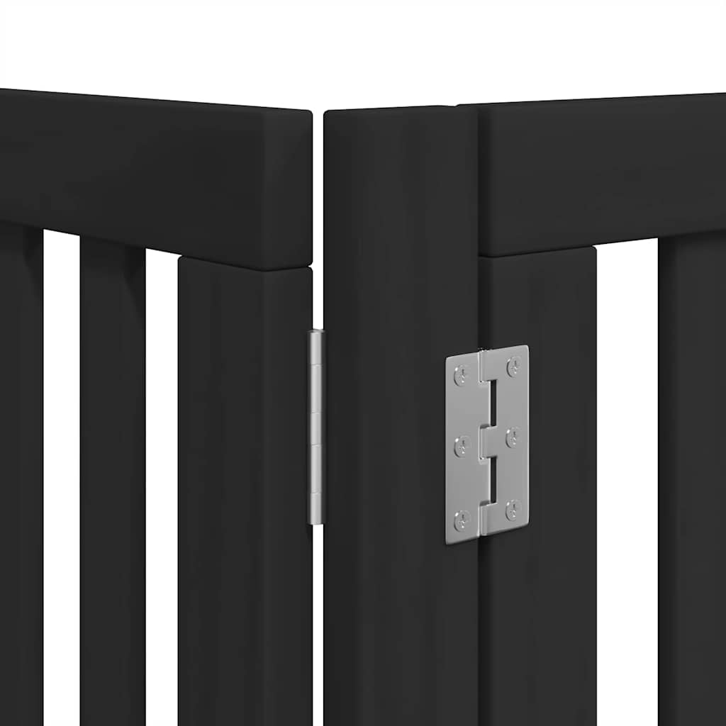 hundelåge med dør 6 paneler 480 cm foldbar poppeltræ sort