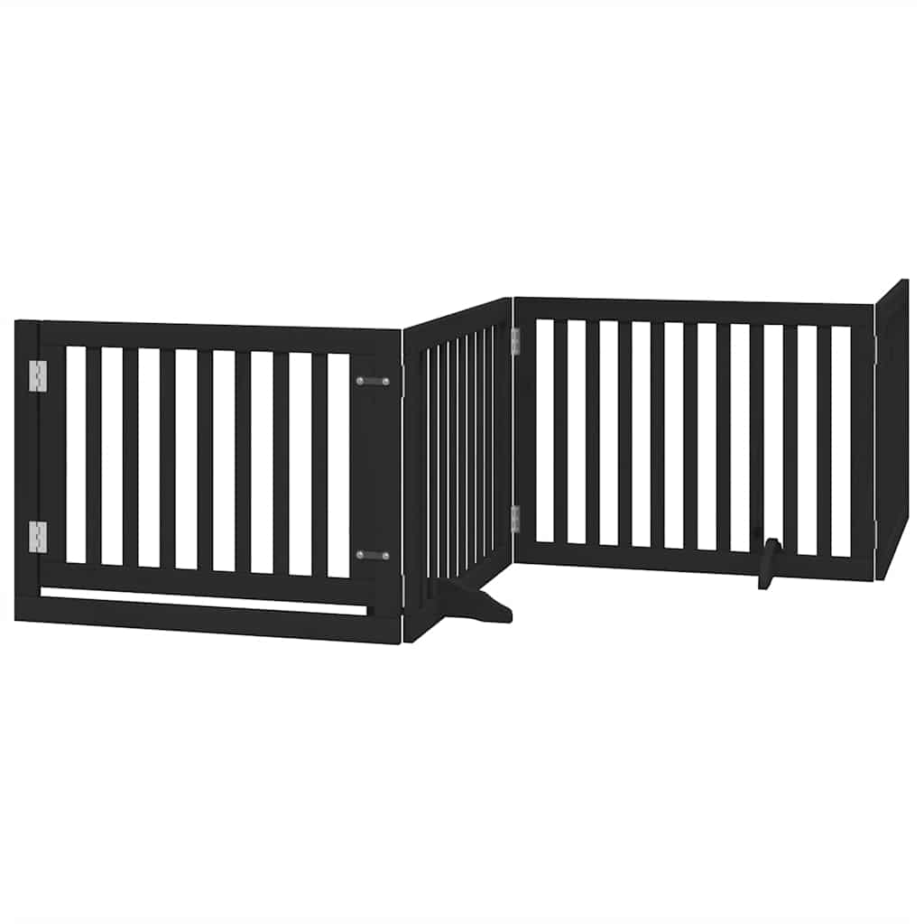 hundelåge med dør 12 paneler 960 cm foldbar poppeltræ sort