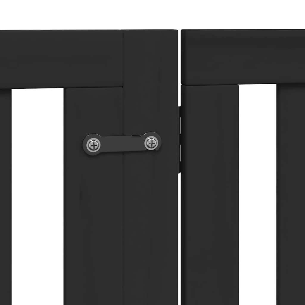 hundelåge med dør 12 paneler 960 cm foldbar poppeltræ sort