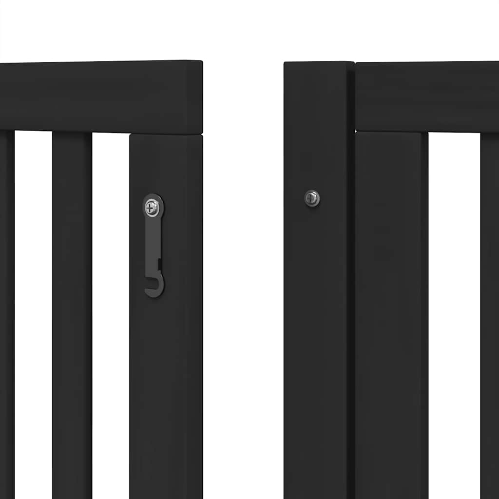 hundelåge med dør 12 paneler 960 cm foldbar poppeltræ sort