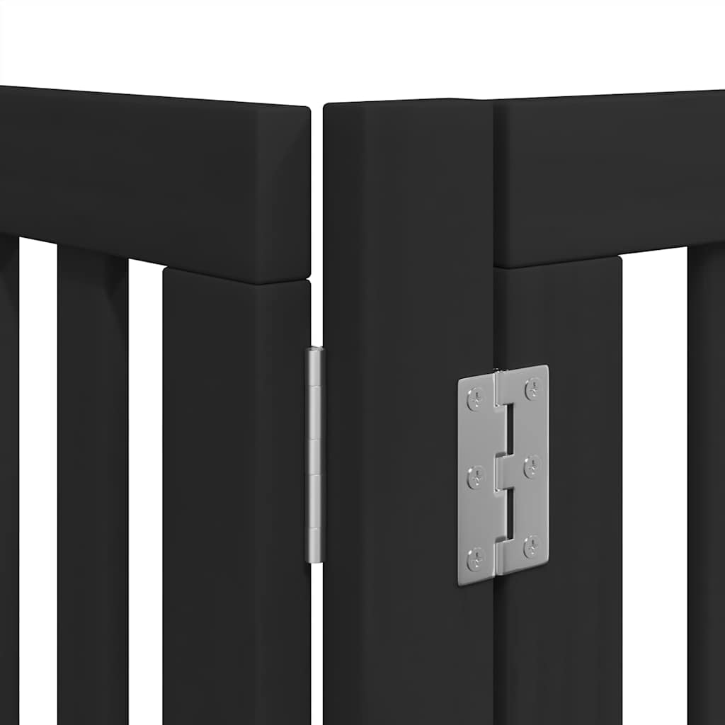 hundelåge med dør 12 paneler 960 cm foldbar poppeltræ sort