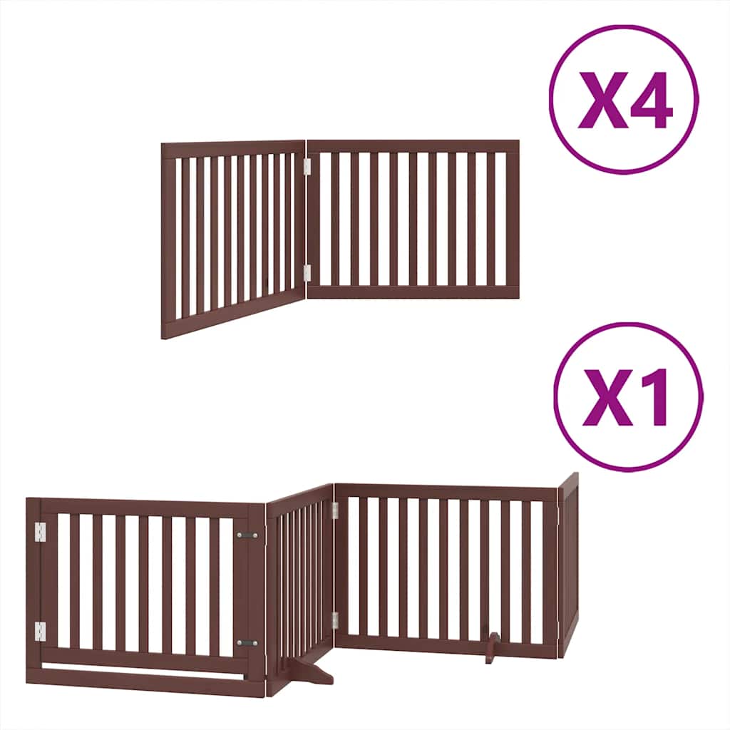 hundelåge med dør 12 paneler 960 cm foldbar poppeltræ brun