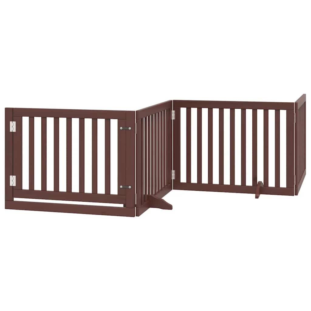 hundelåge med dør 12 paneler 960 cm foldbar poppeltræ brun