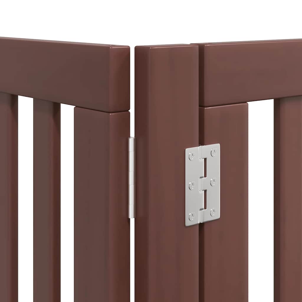hundelåge med dør 12 paneler 960 cm foldbar poppeltræ brun
