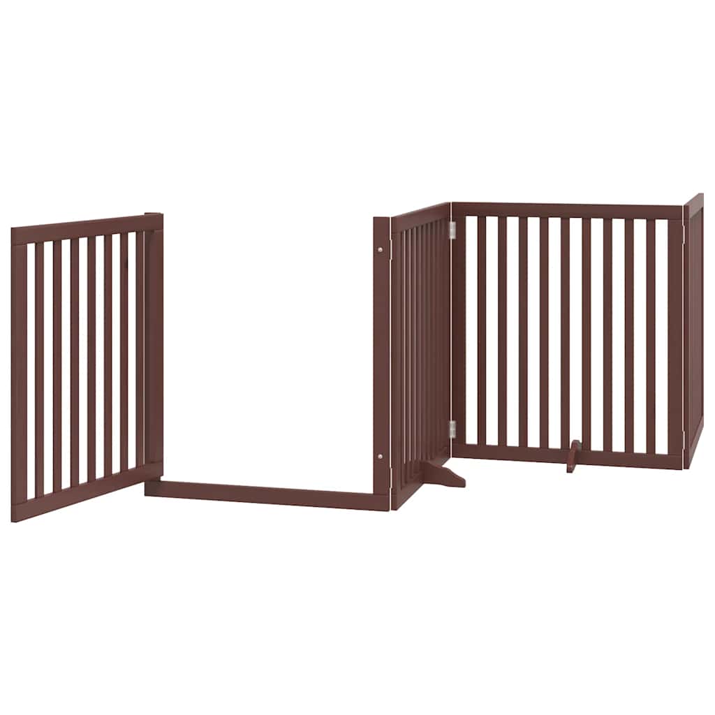 hundelåge med dør 6 paneler 480 cm foldbar poppeltræ brun