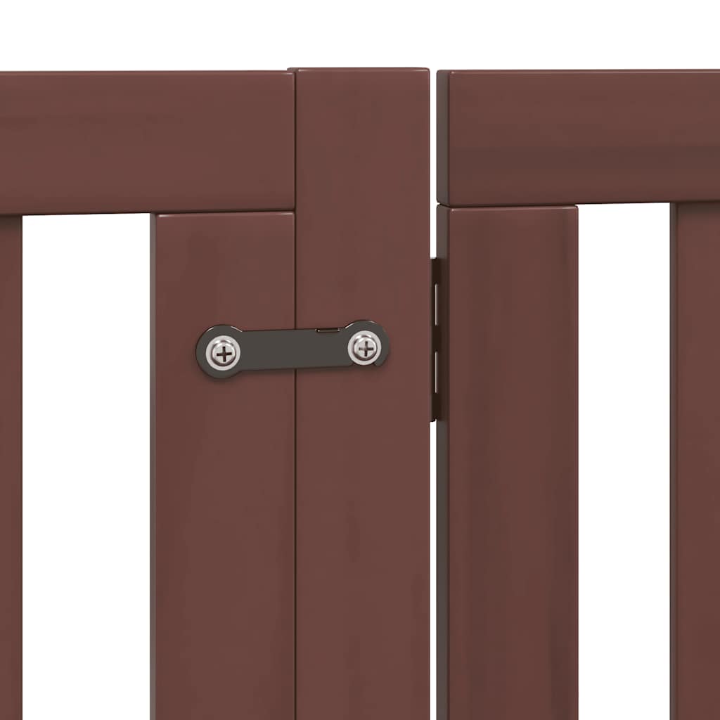 hundelåge med dør 6 paneler 480 cm foldbar poppeltræ brun