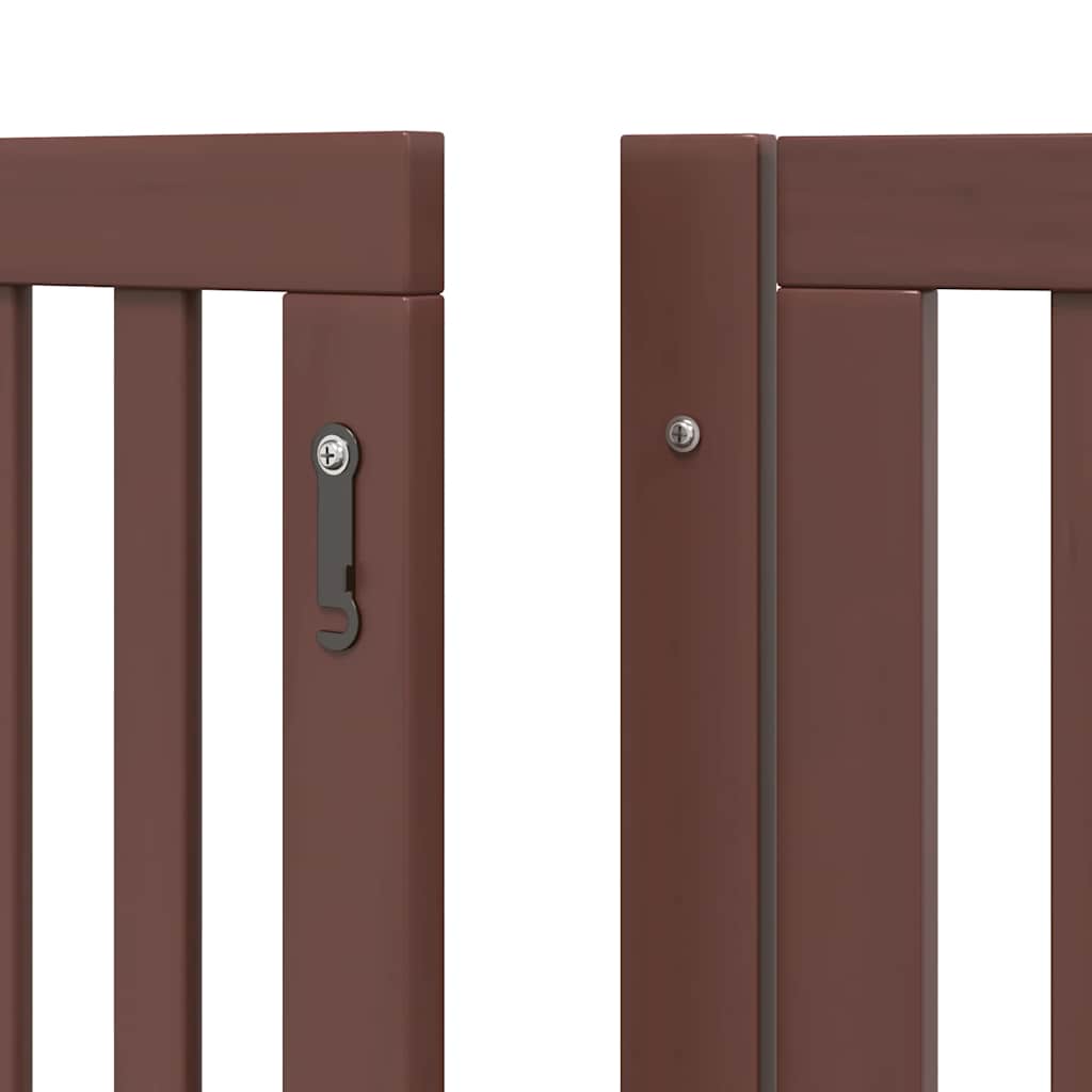 hundelåge med dør 6 paneler 480 cm foldbar poppeltræ brun