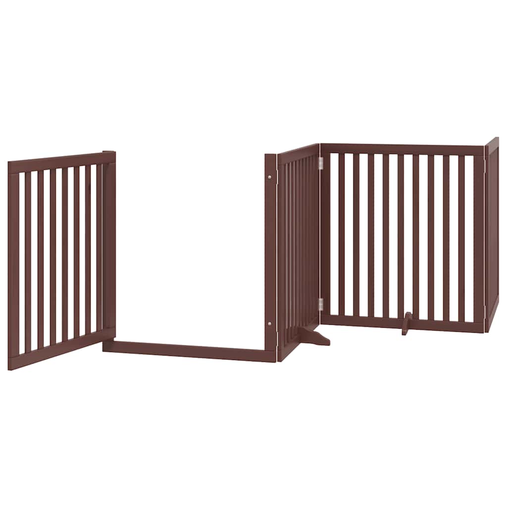 hundelåge med dør 8 paneler 640 cm foldbar poppeltræ brun