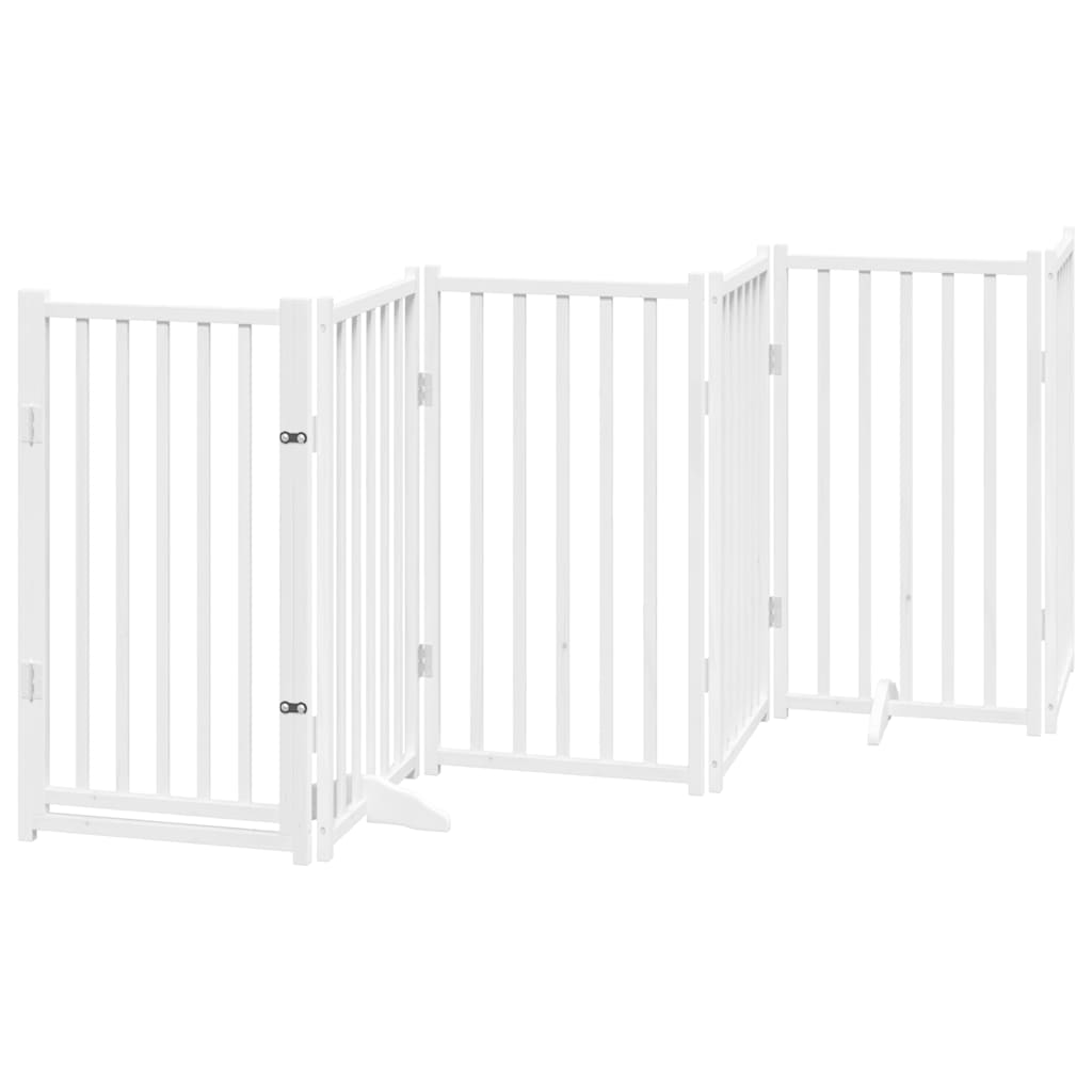 hundelåge med dør 12 paneler 600 cm foldbar poppeltræ hvid