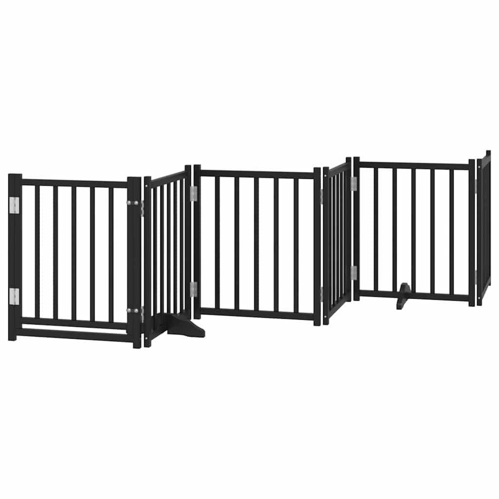 hundelåge med dør 12 paneler 600 cm foldbar poppeltræ sort