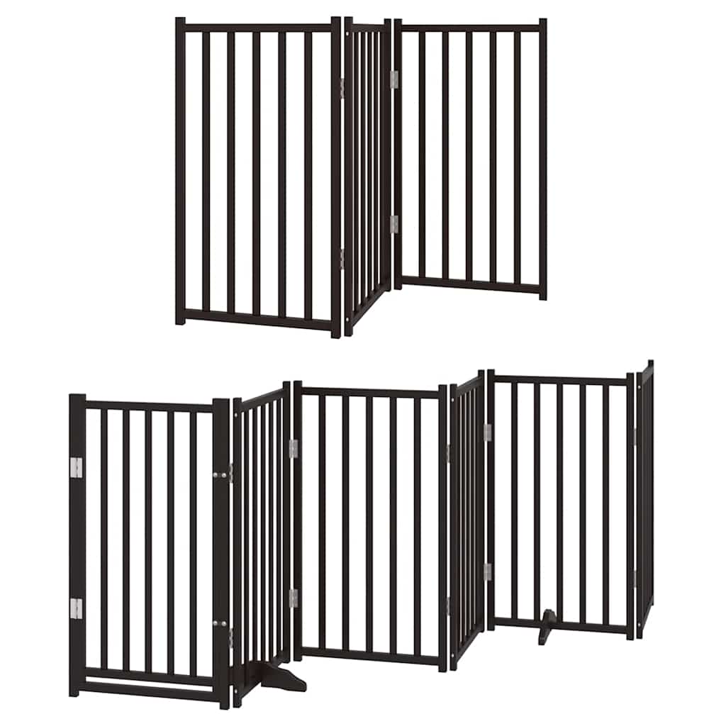 hundelåge med dør 15 paneler 750 cm foldbar poppeltræ sort
