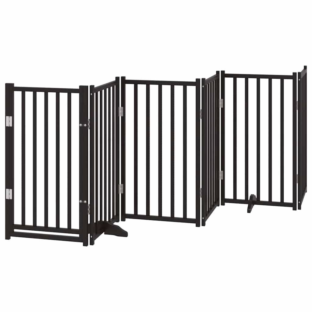 hundelåge med dør 15 paneler 750 cm foldbar poppeltræ sort