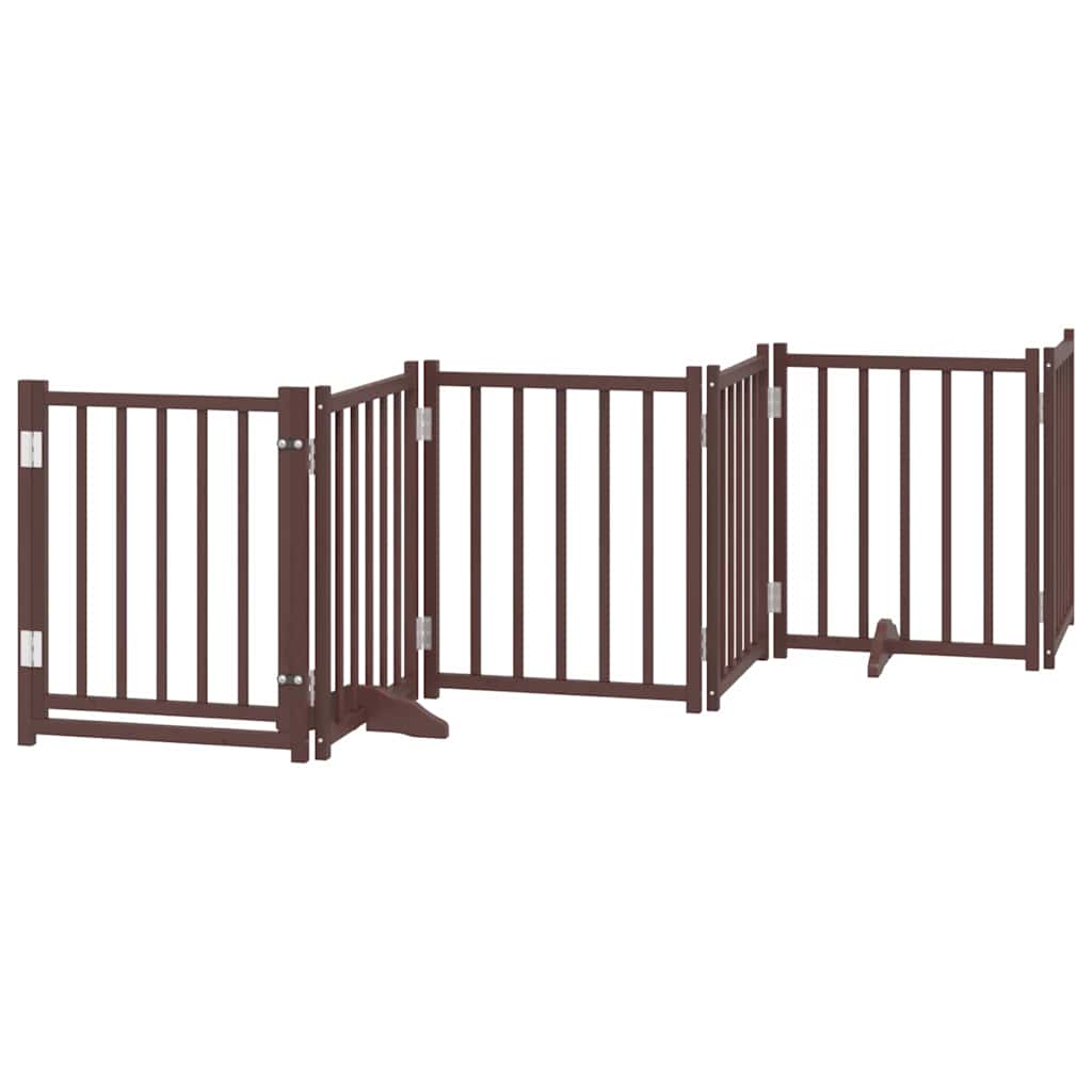 hundelåge med dør 9 paneler 450 cm foldbar poppeltræ brun