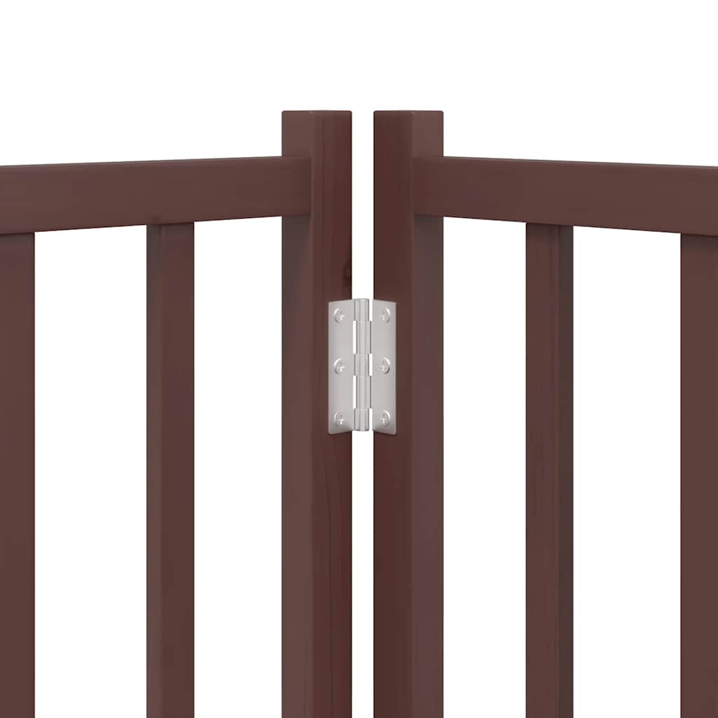 hundelåge med dør 15 paneler 750 cm foldbar poppeltræ brun