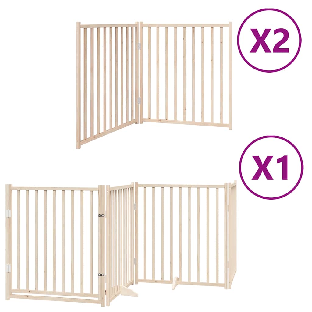 hundelåge med dør 8 paneler 640 cm foldbar poppeltræ