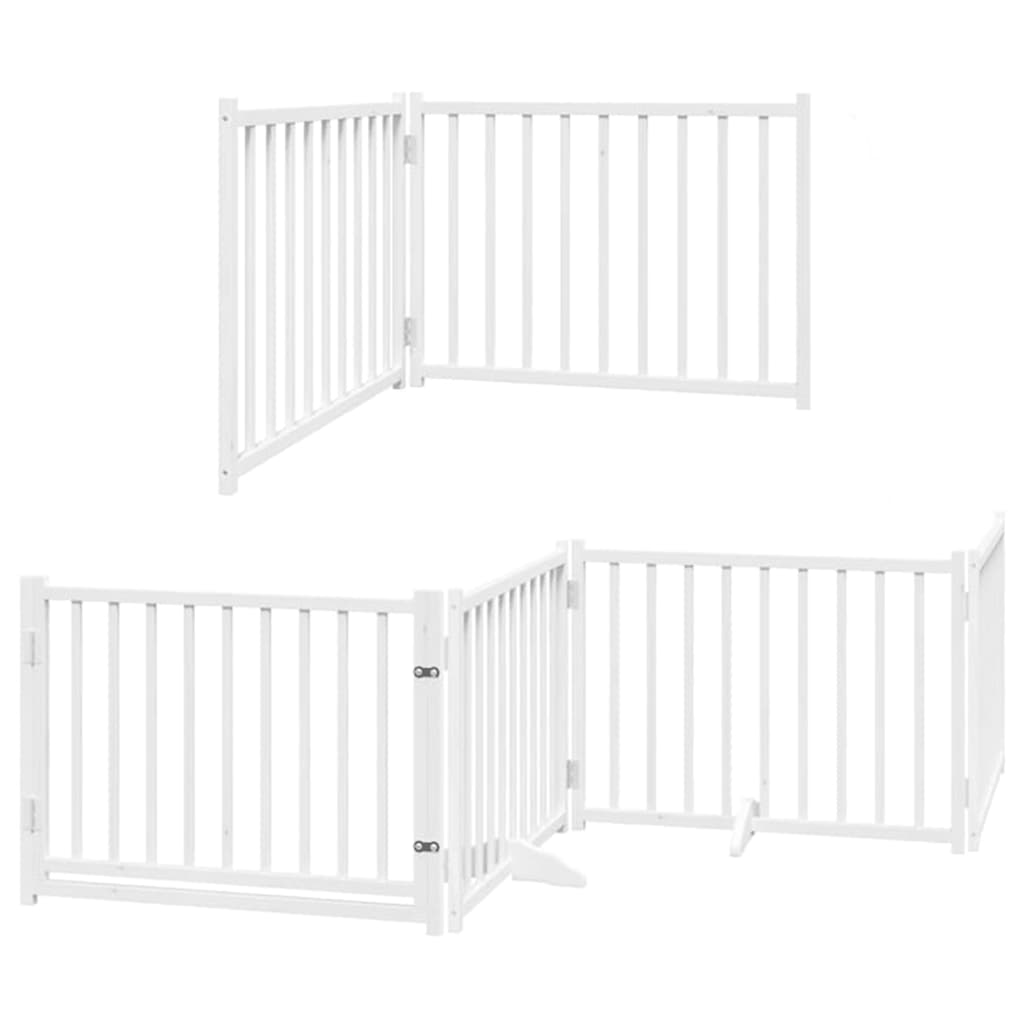 hundelåge med dør 6 paneler 480 cm foldbar poppeltræ hvid