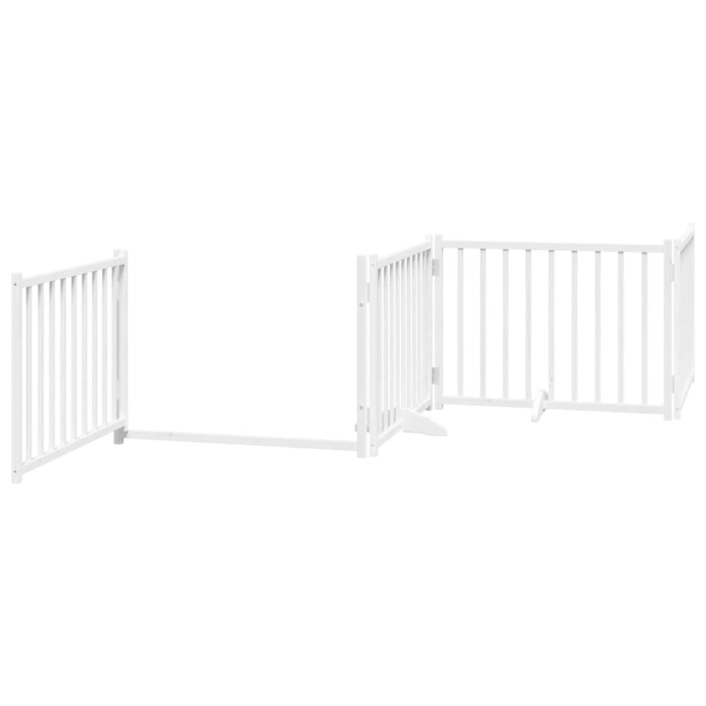 hundelåge med dør 8 paneler 640 cm foldbar poppeltræ hvid