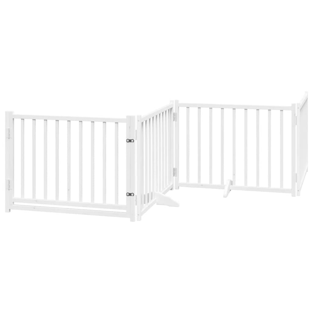 hundelåge med dør 10 paneler 800 cm foldbar poppeltræ hvid