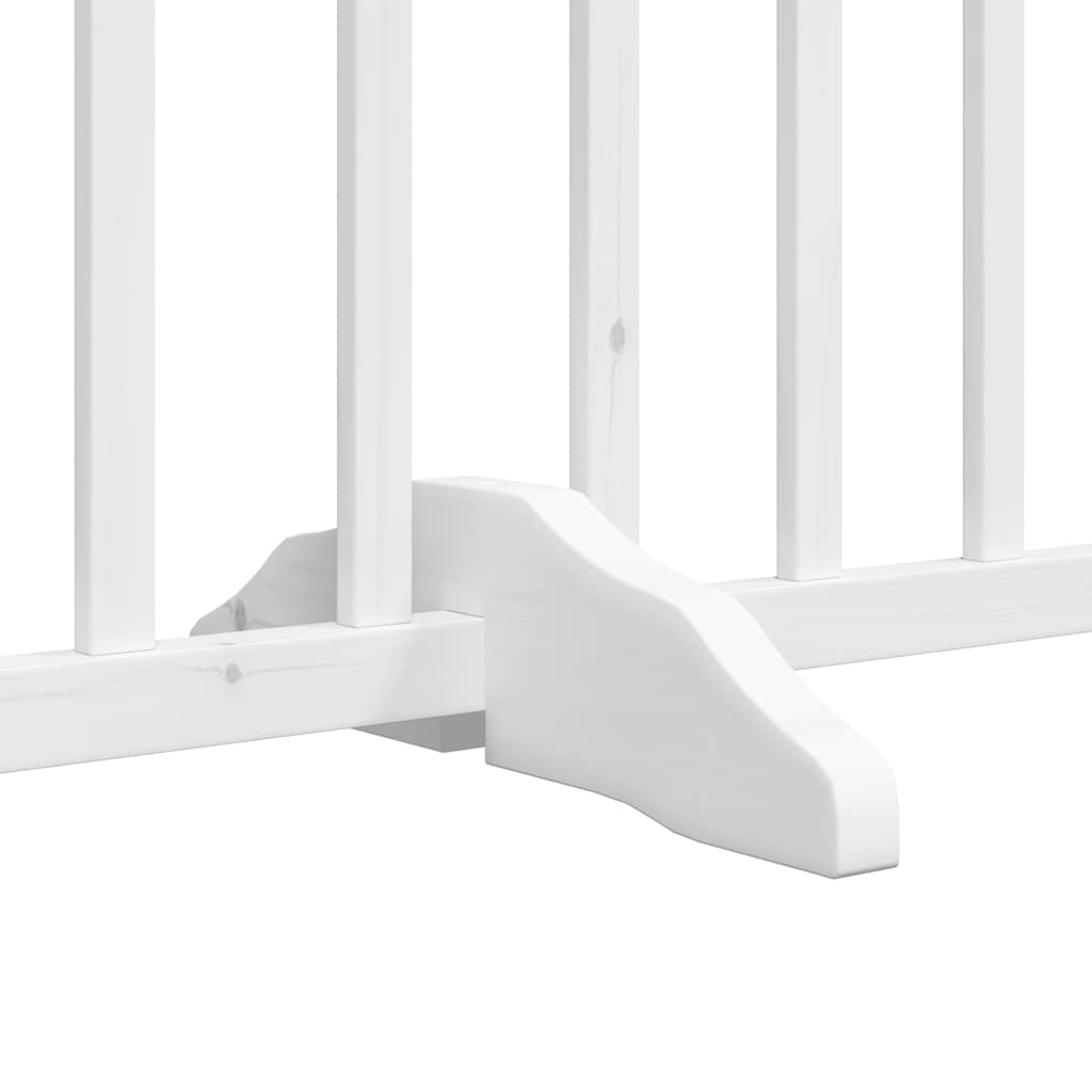 hundelåge med dør 12 paneler 960 cm foldbar poppeltræ hvid