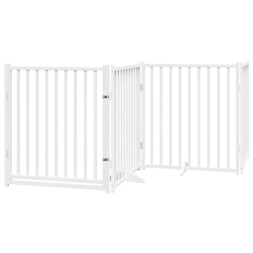 hundelåge med dør 10 paneler 800 cm foldbar poppeltræ hvid