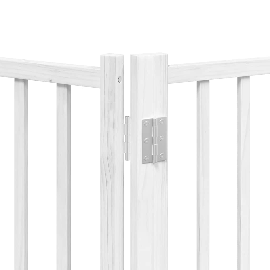 hundelåge med dør 10 paneler 800 cm foldbar poppeltræ hvid