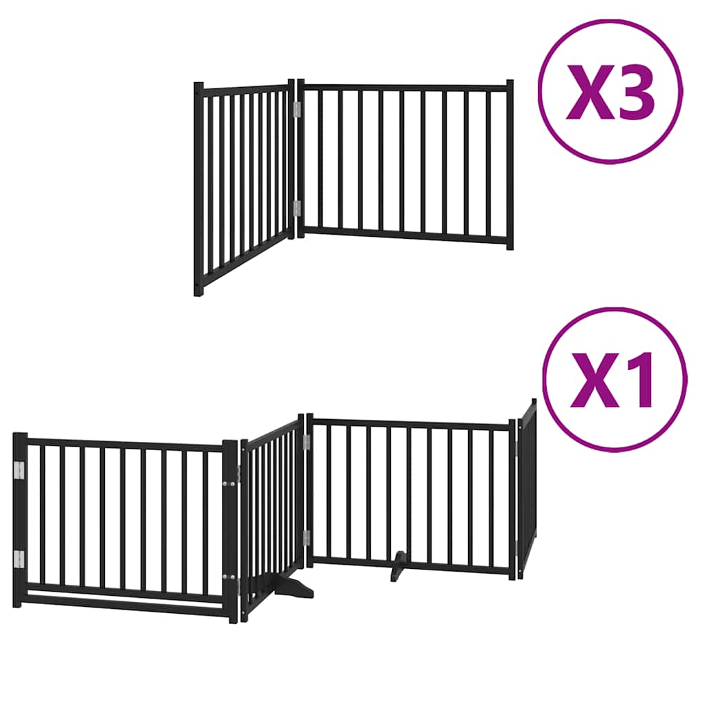 hundelåge med dør 10 paneler 800 cm foldbar poppeltræ sort