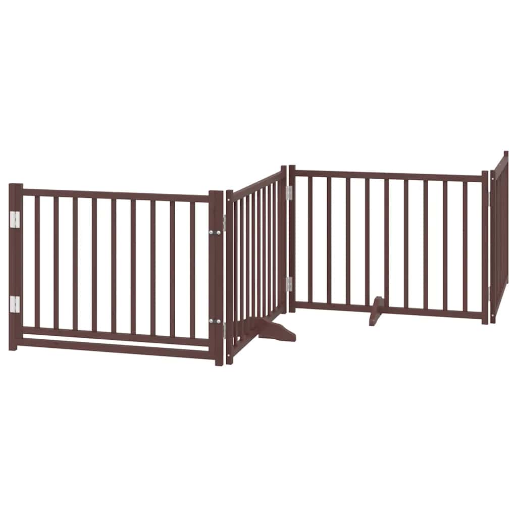 hundelåge med dør 6 paneler 480 cm foldbar poppeltræ brun
