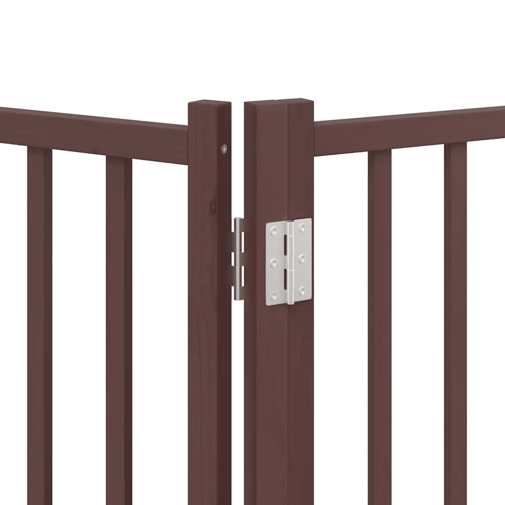 hundelåge med dør 6 paneler 480 cm foldbar poppeltræ brun