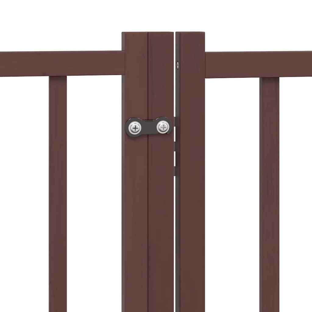 hundelåge med dør 6 paneler 480 cm foldbar poppeltræ brun