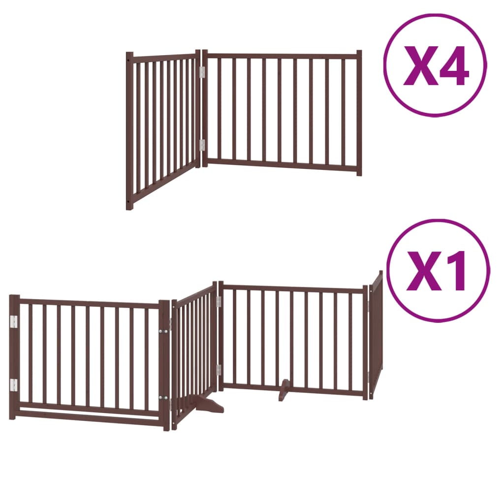 hundelåge med dør 12 paneler 960 cm foldbar poppeltræ brun