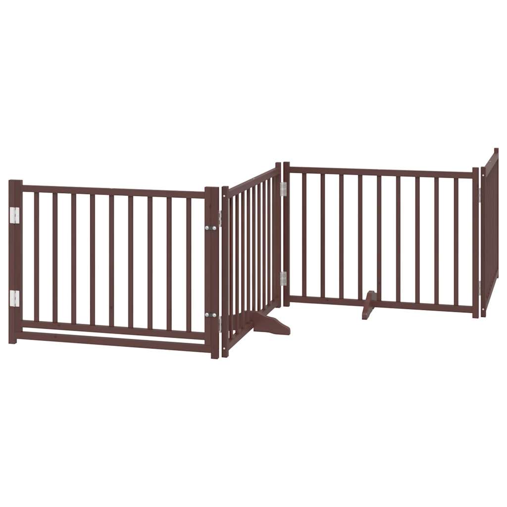 hundelåge med dør 12 paneler 960 cm foldbar poppeltræ brun