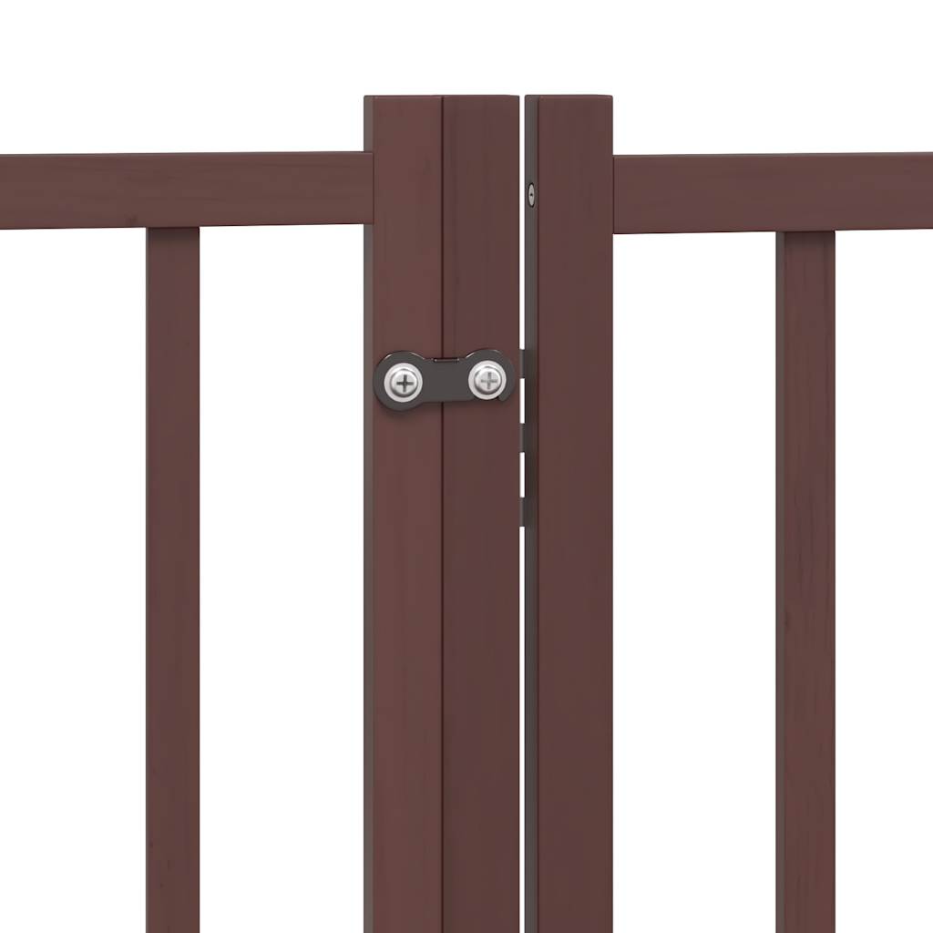 hundelåge med dør 12 paneler 960 cm foldbar poppeltræ brun