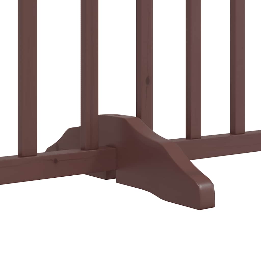 hundelåge med dør 12 paneler 960 cm foldbar poppeltræ brun