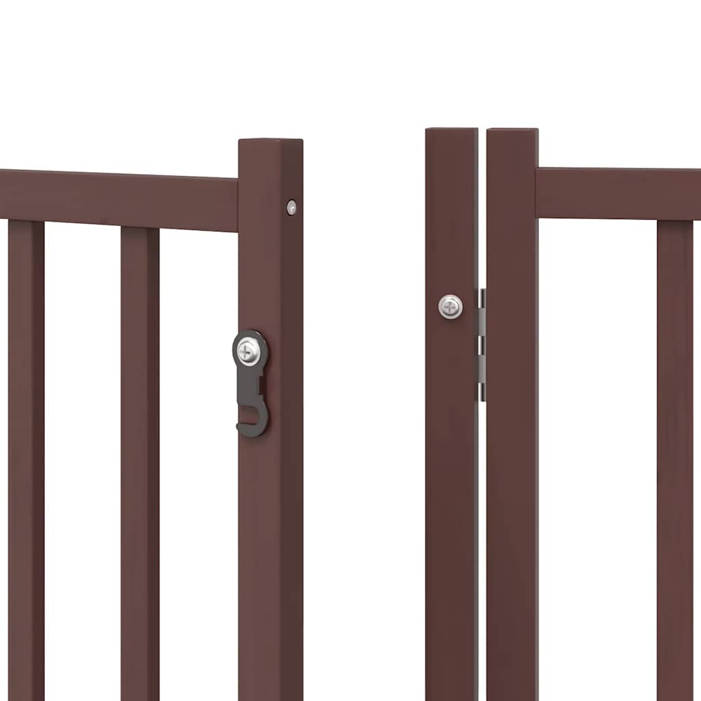 hundelåge med dør 12 paneler 960 cm foldbar poppeltræ brun