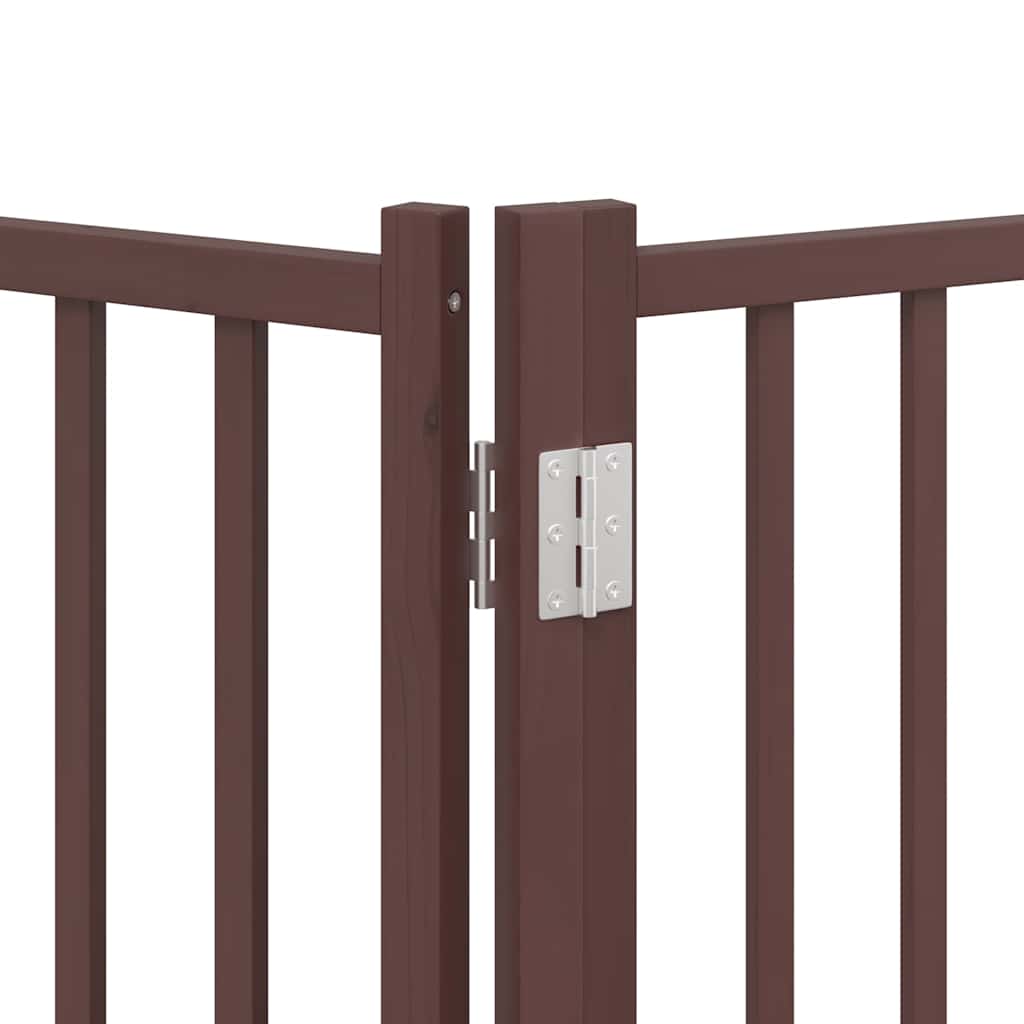 hundelåge med dør 12 paneler 960 cm foldbar poppeltræ brun