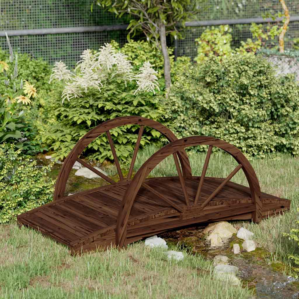 havebro med halve hjul 99x50x38 cm massivt fyrretræ billede