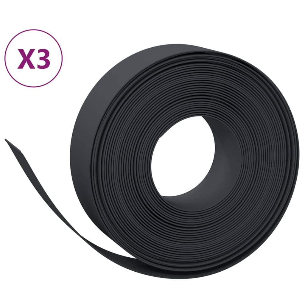 græskanter 3 stk. 10 m 15 cm polyethylen sort