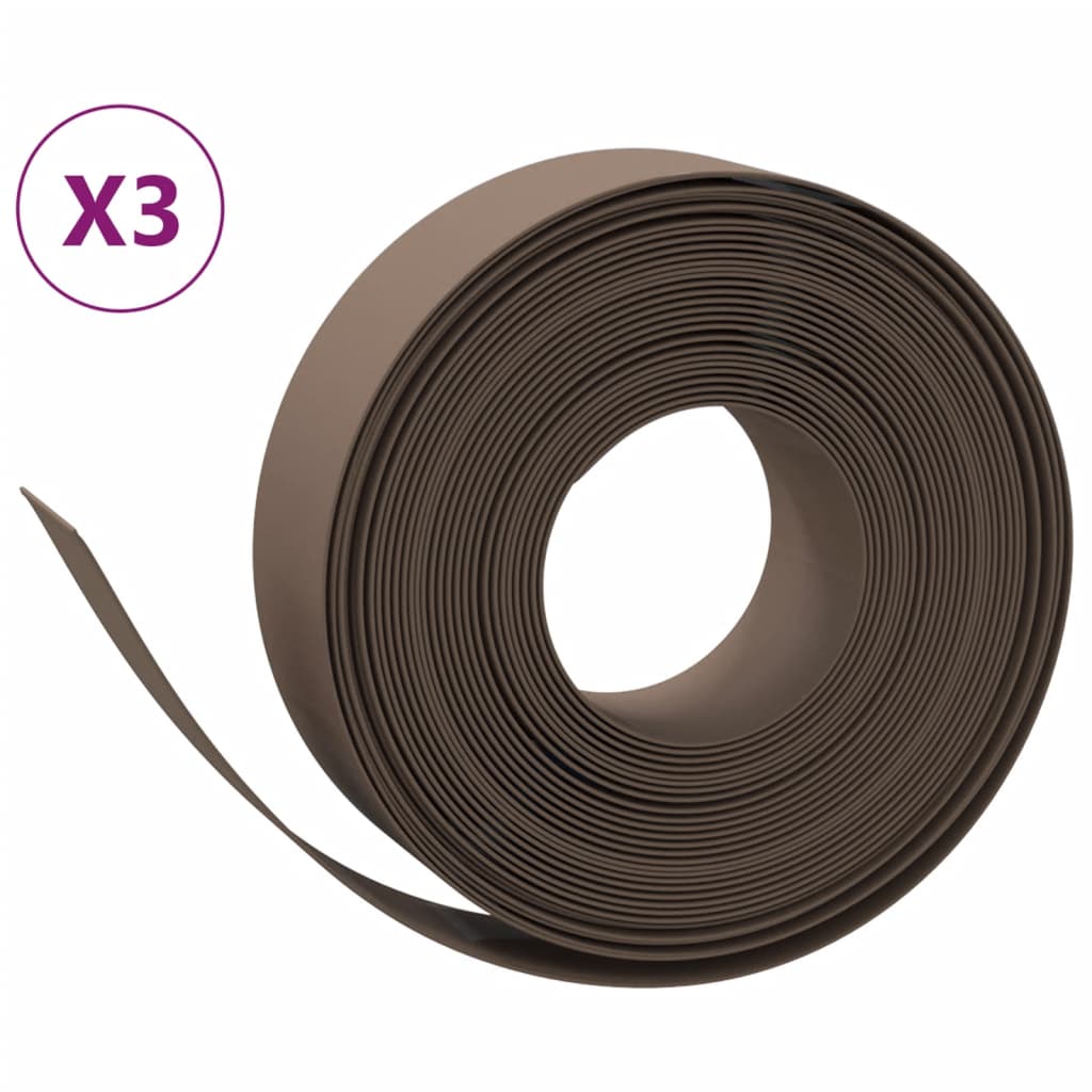 græskanter 3 stk. 10 m 15 cm polyethylen brun